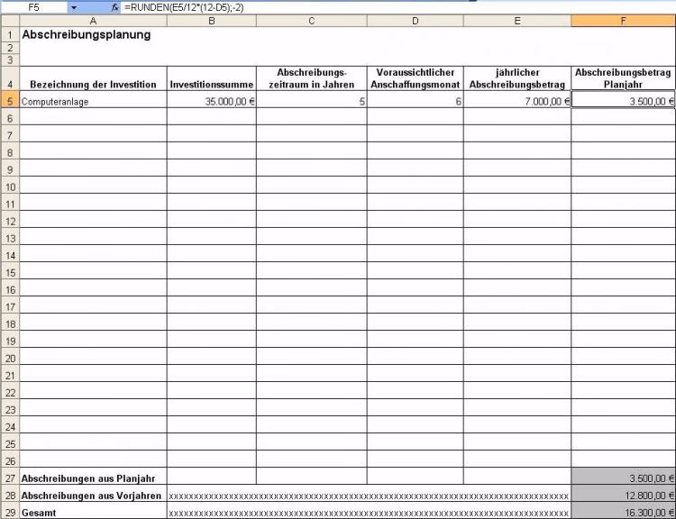 Wie lange wird Büroausstattung abgeschrieben?