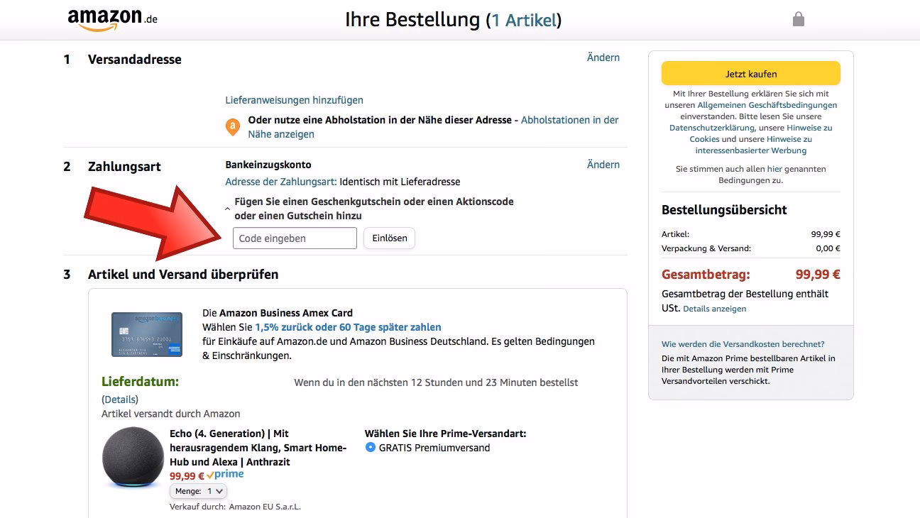 Wo finde ich Gutscheincodes für Amazon?