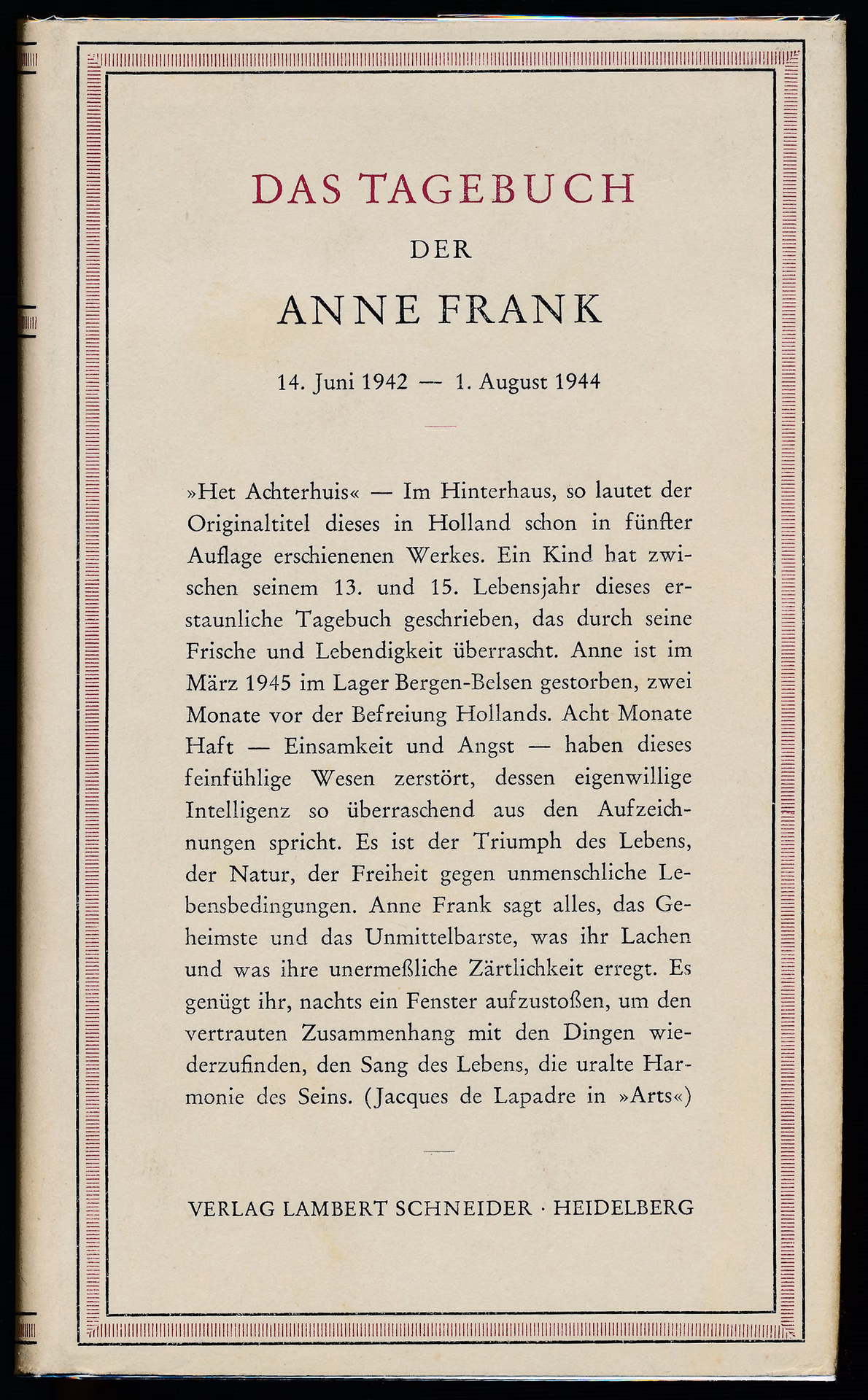 Wann schrieb Anne Frank das erste Mal in ihr Tagebuch?